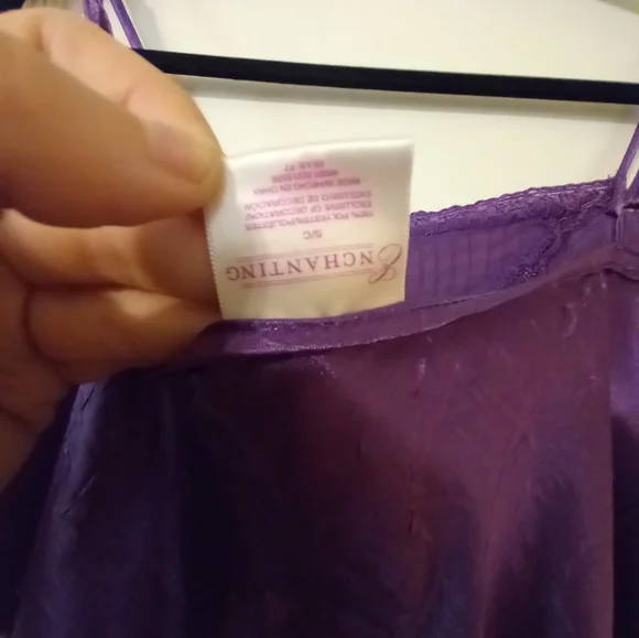 Flowy purple slip dress with mesh and lace detail - Picture 6 of 6